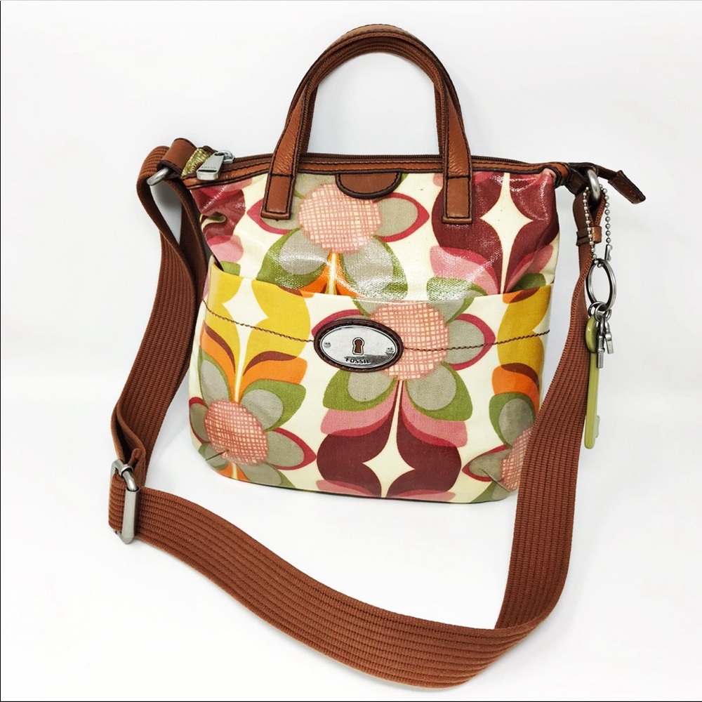 Fossil Key-Per Floral Print Crossbody Bag